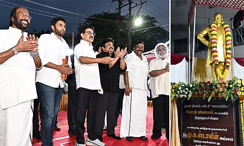 நடிகர் திலகம் சிவாஜி கணேசனின் 9 அடி உயர சிலை: மு.க.ஸ்டாலின் திறந்து வைத்தார்