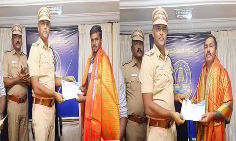 திருநெல்வேலி: சாலையில் கிடந்த தங்க சங்கிலி, ரூ.3 லட்சம் பணம் போலீசில் ஒப்படைப்பு- எஸ்.பி. சிலம்பரசன் பாராட்டு