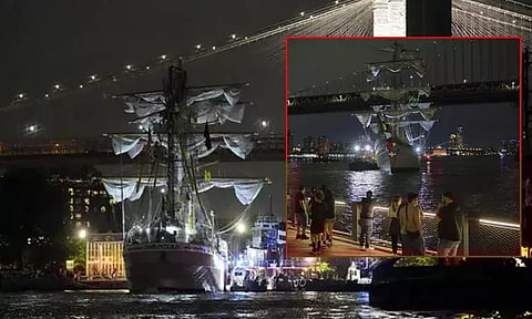 அமெரிக்க பாலத்தில் மோதிய மெக்சிகோ கடற்படை கப்பல் - அதிர்ச்சி சம்பவம்