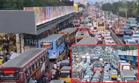 பெருங்களத்தூரில் கடும் போக்குவரத்து நெரிசல் - வாகன ஓட்டிகள் அவதி