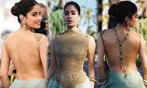 வித்தியாசமான உடை: கேன்ஸ் திரைப்பட விழாவில் கவனம் ஈர்த்த ஜான்வி கபூர்!