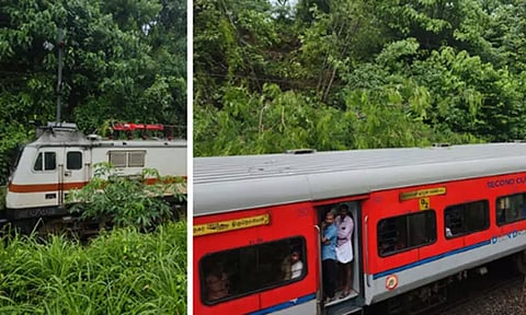 கேரளாவில் கனமழை; நெல்லை வந்த ரெயில் மீது மரம் முறிந்து விழுந்தது