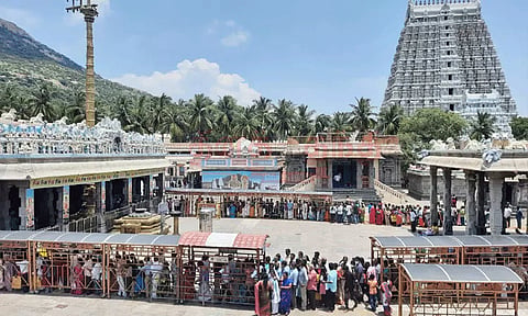 விடுமுறைதினம்: அருணாசலேஸ்வரர் கோவிலில் குவிந்த பக்தர்கள்