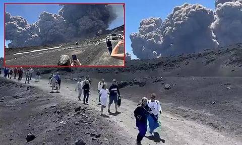 இத்தாலியில் எரிமலை வெடிப்பு - சுற்றுலா பயணிகள் ஓட்டம்