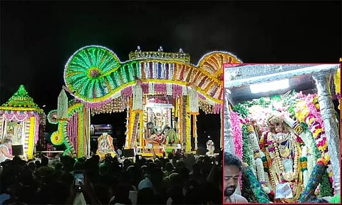 திருச்செங்கோடு தேர்த் திருவிழா: மலையில் இருந்து நகருக்கு எழுந்தருளிய அர்த்தநாரீஸ்வரர்