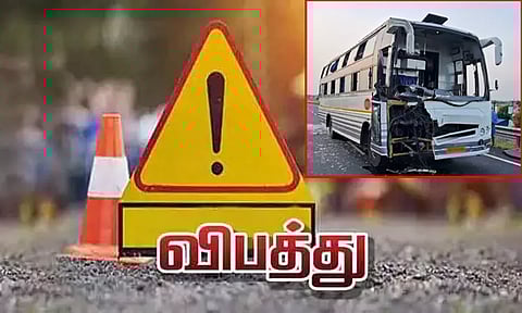 லாரி மீது ஆம்னி பஸ் மோதி விபத்து - 10 பேர் காயம்