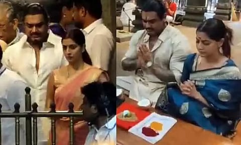 திருப்பதி கோவிலில் கணவருடன் சாமி தரிசனம் செய்த வரலட்சுமி சரத்குமார்