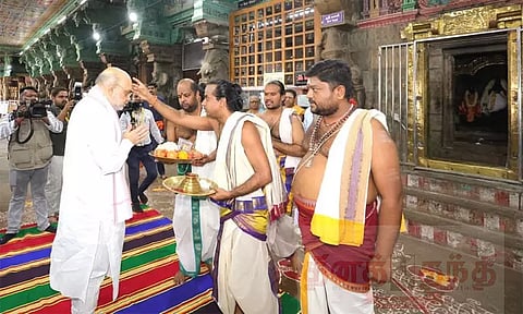 மதுரை மீனாட்சி அம்மன் கோவிலில் அமித்ஷா சாமி தரிசனம்