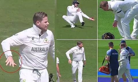 கேட்ச் பிடிக்க முயன்றபோது ஸ்டீவ் ஸ்மித்திற்கு காயம்