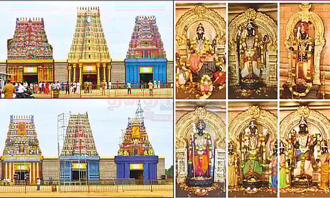 முருக பக்தர்கள் மாநாட்டு திடலில் அறுபடைவீடு மாதிரிகள் அமைப்பு