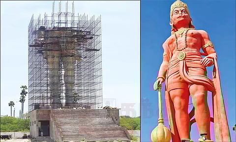 ராமேசுவரத்தில் 108 அடி உயர ஆஞ்சநேயர் சிலை கட்டும் பணி 50 சதவீதம் நிறைவு