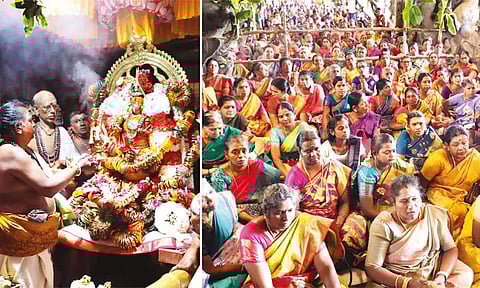 ஆடிப்பூர திருவிழா: நெல்லையப்பர் கோவிலில் காந்திமதி அம்பாளுக்கு வளைகாப்பு நிகழ்ச்சி