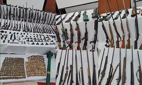 மணிப்பூர்: போலீசாரின் கூட்டு தேடுதல் வேட்டையில் ஆயுத குவியல்கள் பறிமுதல்