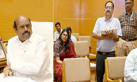 திருநெல்வேலி பொருநை அருங்காட்சியகப் பணிகள் - அமைச்சர் எ.வ.வேலு ஆய்வு