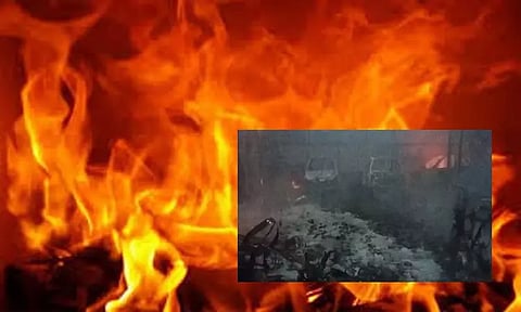 நாமக்கல்: கார் பழுது நீக்கும் நிலைய தீ விபத்தில் 7 கார்கள், 2 பைக்குகள் சேதம்