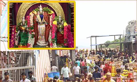 திருத்தணி முருகன் கோவிலில் காவடிகளுடன் குவிந்த பக்தர்கள்