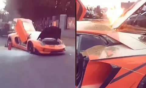 நடுரோட்டில் பற்றி எரிந்த ரூ.10 கோடி சொகுசு கார்