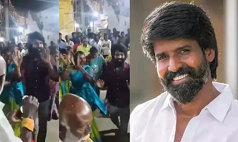 Actor soori impresses with energetic kummi dance at temple festival
