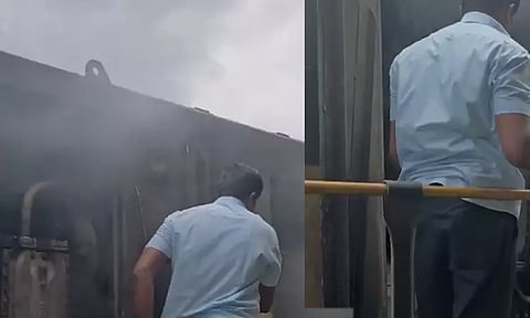 குருவாயூர் எக்ஸ்பிரஸ் ரெயில் எஞ்சினில் தீ விபத்து