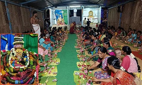 கரூர்: சேமங்கி கமலாம்பிக்கை அம்மன் கோவிலில் குத்து விளக்கு பூஜை