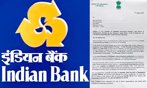 இந்தியன் வங்கி தலைவர் மீது நாடாளுமன்றத்தில் உரிமை மீறல் தீர்மானம் தாக்கல்