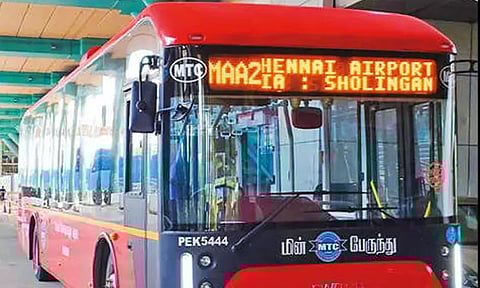 சென்னை விமான நிலையத்தில் இருந்து சிறுசேரிக்கு ஏ.சி. மின்சார பஸ்