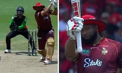 முதல் 13 பந்தில் 12 ரன்.. அடுத்த 8 பந்துகளில் 7 சிக்ஸ்.. தெறிக்க விட்ட பொல்லார்ட்