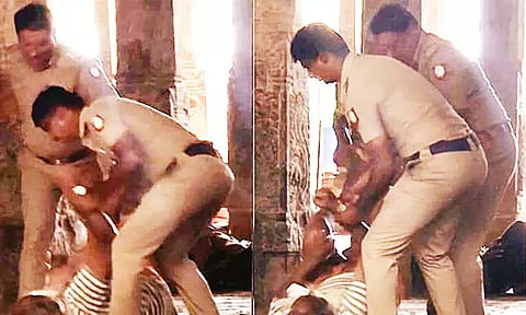 ஸ்ரீரங்கம் கோவிலில் முதியவரை தாக்கும் வீடியோ.. சப்-இன்ஸ்பெக்டர் உள்பட 2 போலீசார் பணி இடைநீக்கம்