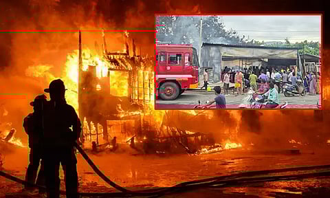 வாணியம்பாடியில் தீ விபத்து: பல லட்சம் ரூபாய் மதிப்பிலான பொருட்கள் சேதம்