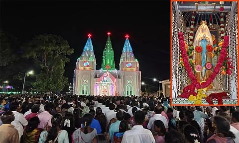 பூண்டி மாதா பேராலயத்தில் கன்னி மரியாள் பிறப்பு பெருவிழா தேர் பவனி