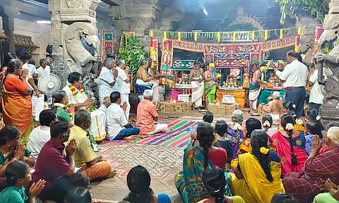 சங்கரநாராயண சுவாமி கோவிலில் வருஷாபிஷேக விழா- அமைச்சர் மூர்த்தி பங்கேற்பு