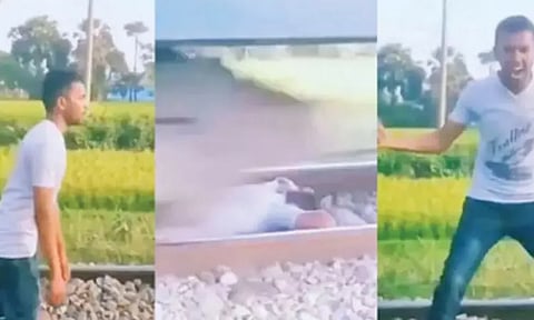 ‘ரீல்ஸ்’ மோகத்தால் ரெயில் வரும் போது தண்டவாளத்தில் படுத்த வாலிபர்