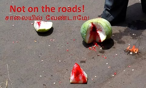 சாலைகளில் பூசணிக்காய் உடைப்பது வாகன ஒட்டிகளுக்கு ஆபத்தானது - சென்னை மாநகர காவல்துறை