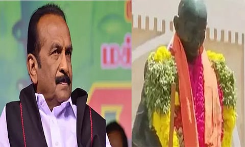 மதுரையில் காந்தி சிலைக்கு காவி ஆடை: வைகோ கண்டனம்