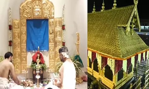 Worshipping at the home of a famous actor with gold from the Sabarimala Ayyappa temple?