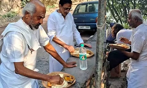 சாலையில் உணவு அருந்தும் ரஜினி.. வைரலாகும் புகைப்படங்கள்