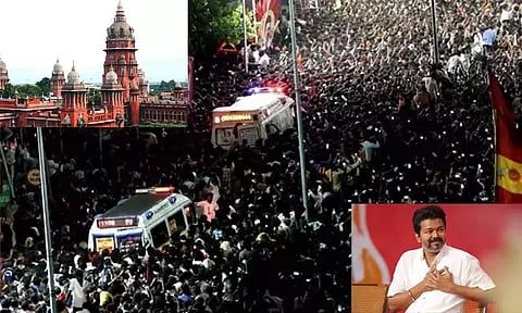 கரூர் கூட்ட நெரிசல்: மாவட்ட எஸ்.பி., கலெக்டர் மீது நடவடிக்கை எடுக்கக்கோரி ஐகோர்ட்டில் தவெக மனு