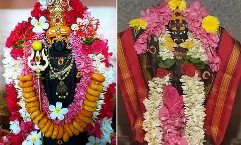 கோப்பணம்பாளையம் பரமேஸ்வரர் ஆலயம் மற்றும் பரமத்திவேலூர் வல்லப விநாயகர் கோவிலில் சிறப்பு அலங்காரத்தில் காட்சி அளிக்கும் கால பைரவர்.