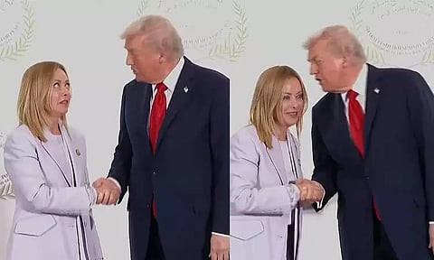 ரொம்ப அழகா இருக்கீங்க... அசடு வழிந்த டிரம்ப், மிரண்ட மெலோனி