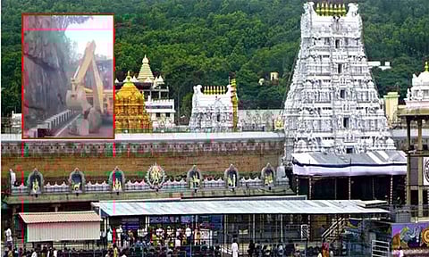 திருப்பதி மலைப்பாதையில் பாறை சரிவு; பக்தர்களுக்கு எச்சரிக்கை