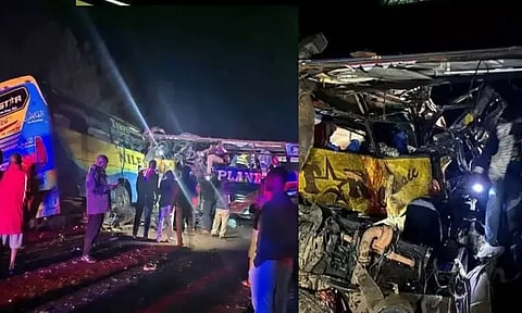 2 பஸ்கள் நேருக்குநேர் மோதி கோர விபத்து - 46 பேர் பலி