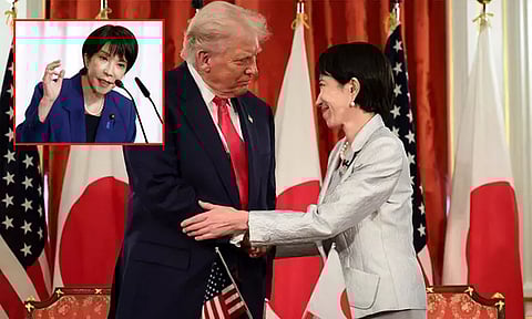 வலிமையான கைகுலுக்கலாக இருந்தது: ஜப்பானின் முதல் பெண் பிரதமரை புகழ்ந்த டிரம்ப்