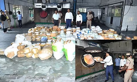 சென்னை: பறிமுதல் செய்யப்பட்ட 1,023 கிலோ போதைப்பொருளை தீயிட்டு அழித்த காவல்துறை