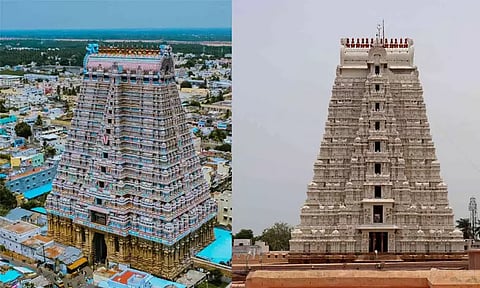 ஸ்ரீரங்கம் தெற்கு ராஜ கோபுரம் மற்றும் கிழக்கு வெள்ளை கோபுரம்
