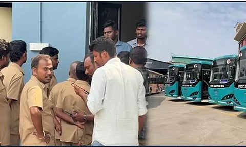 புதுச்சேரியில் எலக்ட்ரிக் பஸ் ஓட்டுநர்கள் வேலைநிறுத்தம்