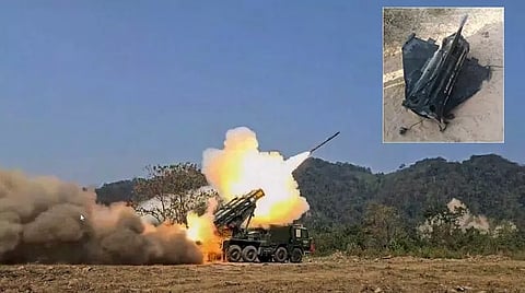 பயிற்சியின்போது ஏவுகணை பாகம் கிராமத்தில் விழுந்ததால் பரபரப்பு