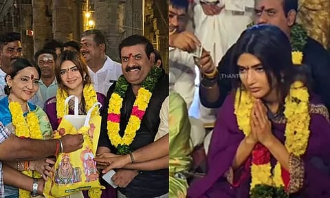 திருவண்ணாமலை கோவிலில் நடிகை ஸ்ரீலீலா சாமி தரிசனம்