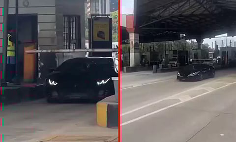 சுங்க சாவடியில் கேட் போட்டும்... கட்டணம் செலுத்தாமல் பறந்த சொகுசு கார்; வைரலான வீடியோ