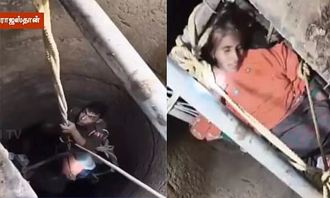 130 அடி ஆழ கிணற்றில் தவறி விழுந்த பெண்; உயிரை பணயம் வைத்து மீட்ட காவலர்