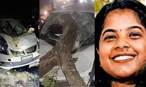மரக்கிளை முறிந்து விழுந்து காரில் சென்ற இளம்பெண் பலி